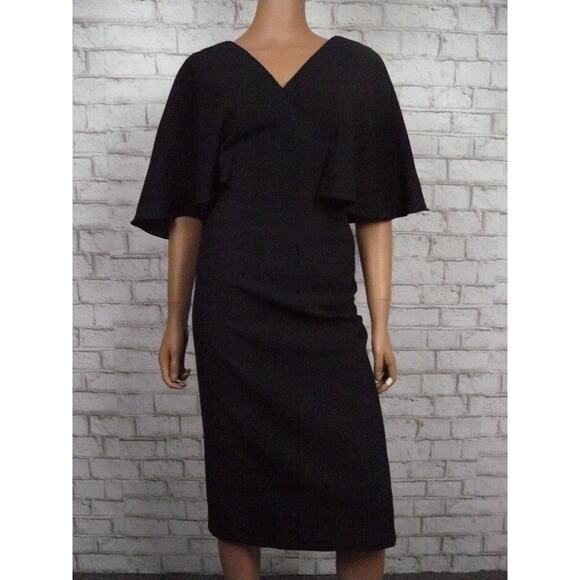 $188 Dress the Population Louisa Flutter Sleeve Crepe Sheath Dress L NWT - Picture 4 of 10